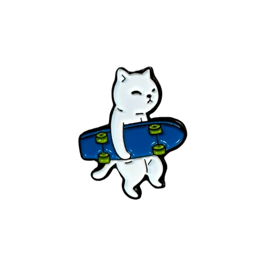 Pin: Gato Patineta Azul